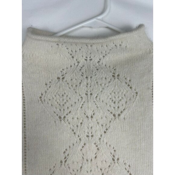 Tesori Womens Ivory Sweater L Diamond Pattern Desing Angora Rabbit & Wool Blend - Picture 9 of 12